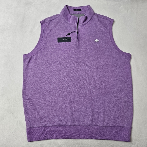 New Turtleson Wallace quarter 1/4 zip golf vest heather purple grape size Large - Picture 2 of 9